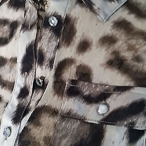 INC International Concepts sheer animal print button up blouse - Picture 10 of 14